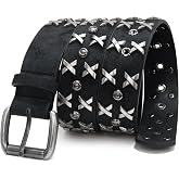 CHXRRPGC Men Studded Belt, Y2k Punk Rock Cool Belts with Letter X Rivet | Gothic Stud Strap fit Jeans Pants, Emo Faux Leather Waistband