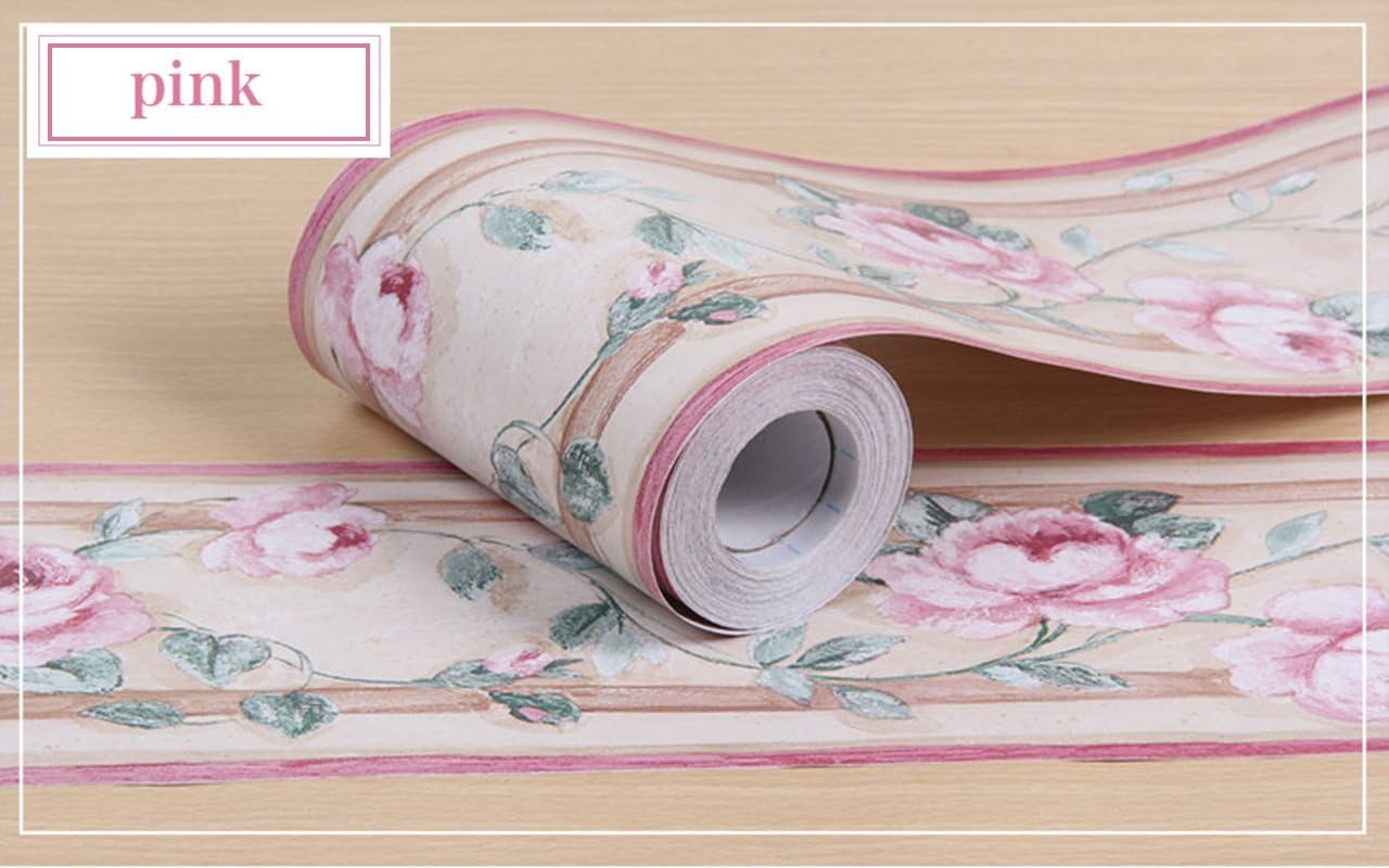 Amazon Co Jp Bonito Regalo トリムボーダー 壁紙シール リメイクシート はがせる 壁紙ボーダーシート 10cm 10m ピンク 花柄 ホーム キッチン