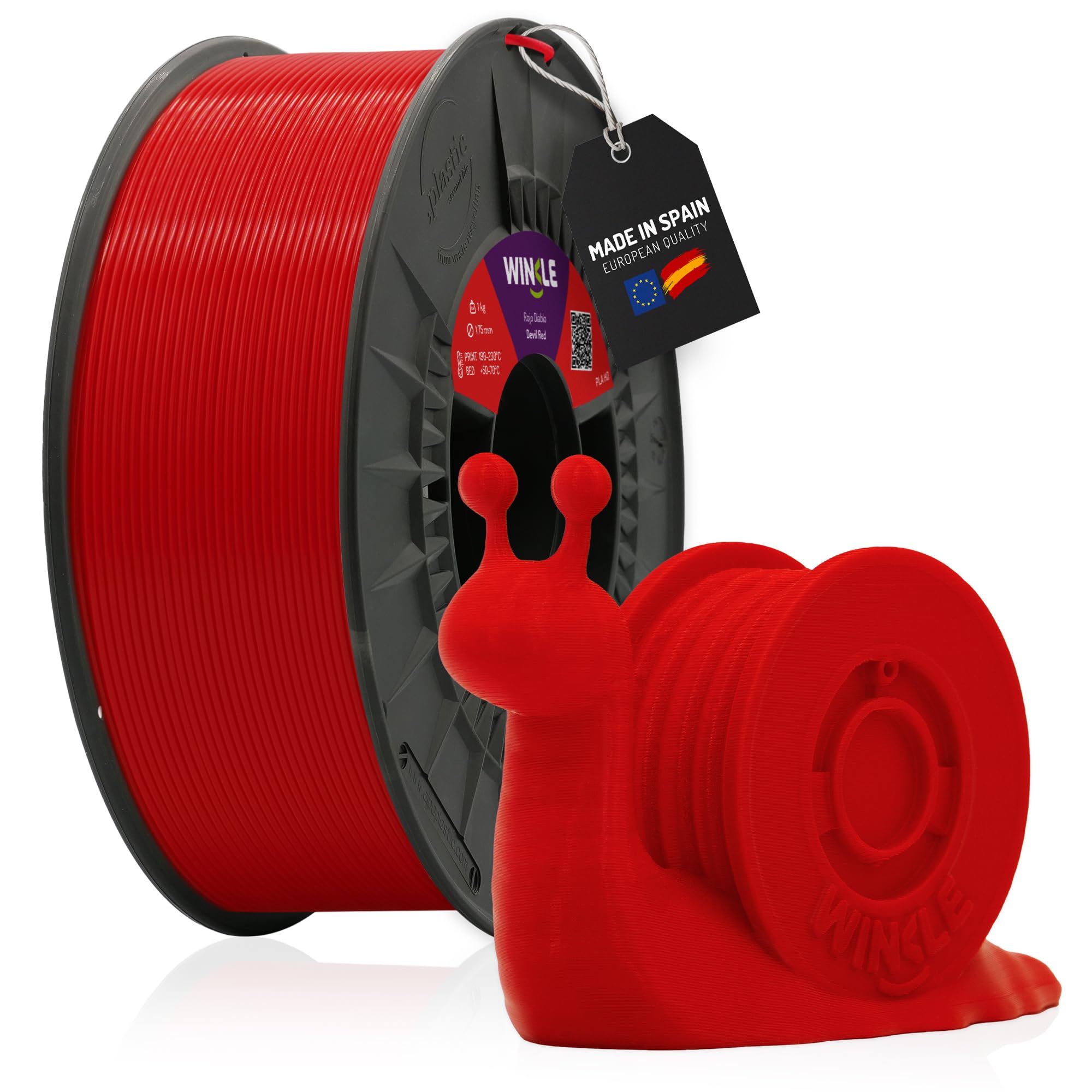 Winkle PLA Filament, Devil Red, 1.75mm, 300g Spool, Thermoplastic Filament for 3D Printers