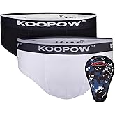 KOOPOW Youth Boys Underwear Shorts With Protective Cup | Kids Sports Baseball Boxer Briefs Athletic For Football Lacrosse,XS