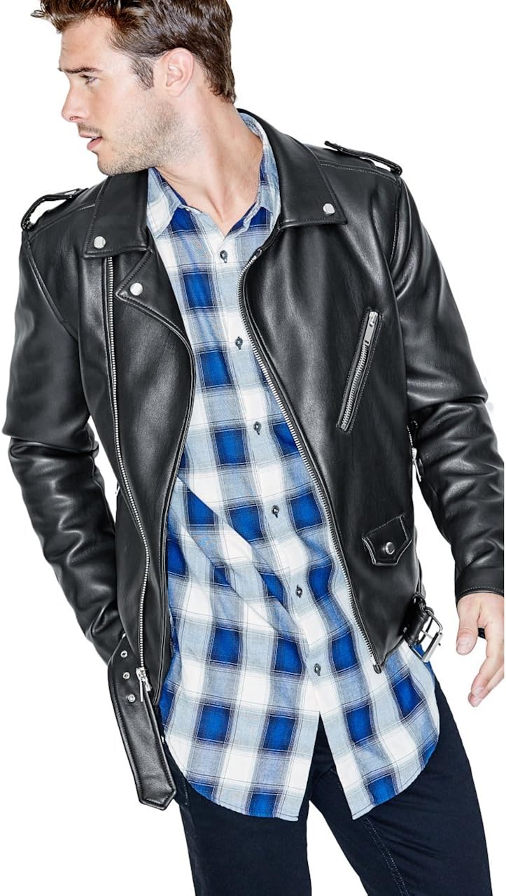 guess leather motorcycle jacket