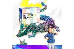HyBaiS 24 Inch Large 3D Printed Crystal Dragon Toy,Dragon Figurine Large Toy for Kids,Easter Gifts(Blue Green Purple)