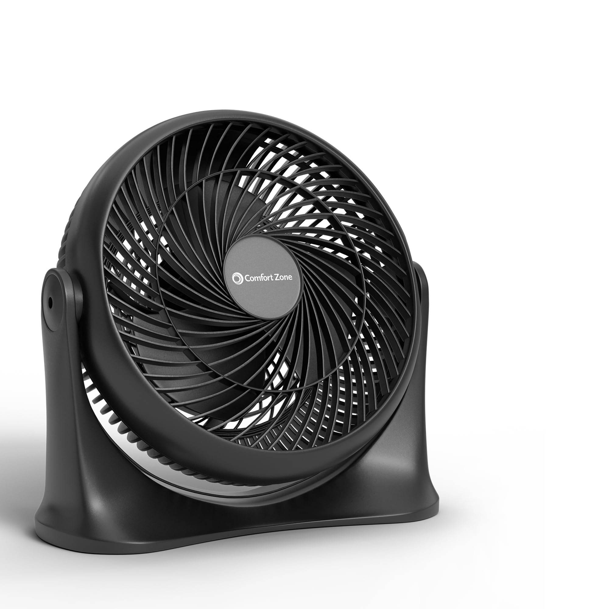 Photo 1 of Comfort Zone 11-Inch High-Velocity Tabletop Air Circulator Fan, Quiet Personal Fan with 3 Speeds & 90° Adjustable Tilt – Portable Desk Fan for Home, Bedroom, or Office, Black