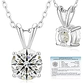 Valentines Day Gifts for Her - SHOWNII Diamond Necklace Certified LAB GROWN Round Diamond Solitaire Necklaces for Women 0.5-1CT 14K Gold Plated Sterling Silver 4 Prong Solitaire Pendant Jewelry (I-J Color, SI1-VS2 Clarity)
