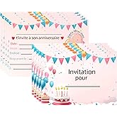 French Birthday Party Invitation Cards with Envelopes 20 Pcs Children's Party Invitation Card Balloons Birthday Paper Invitat