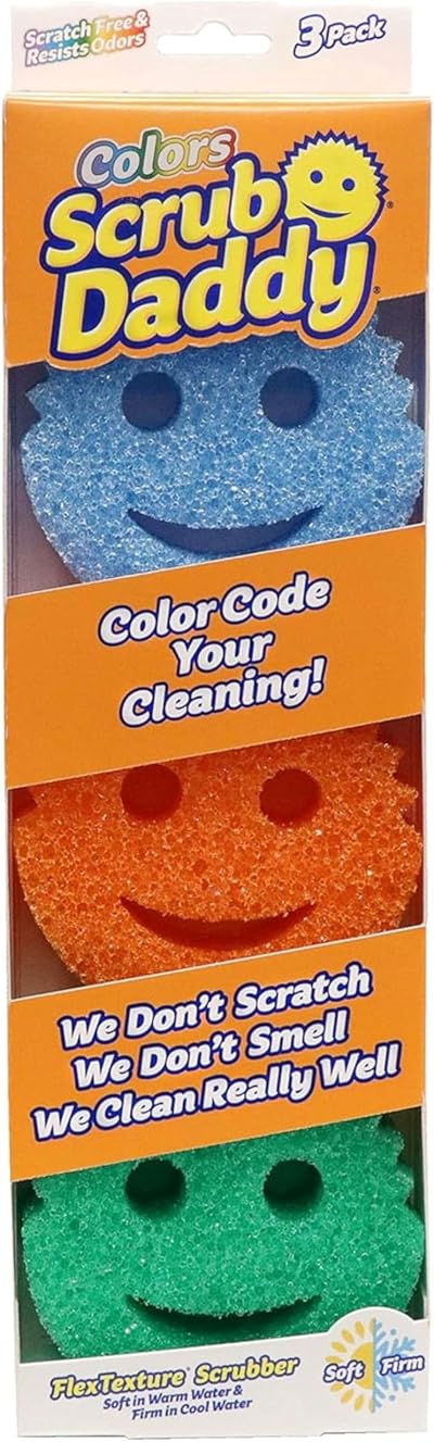 Scrub Daddy Colors Kitchen Sponges Pack of 3 FlexTexture Non Scratch