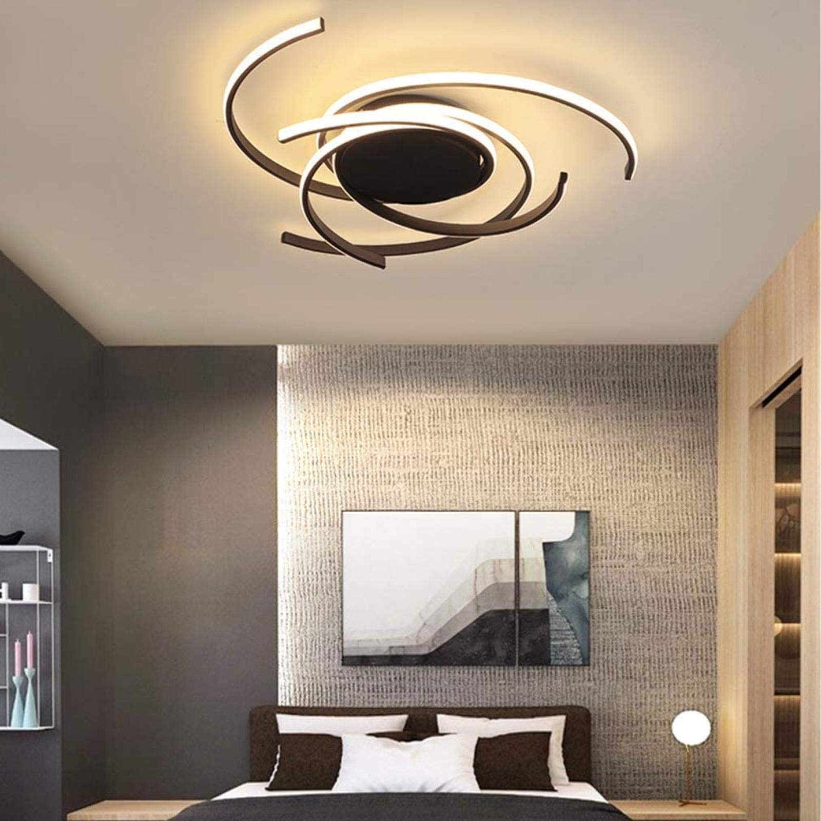 minifair Modern LED Dimmable Ceiling Light with Remote Control Kitchen Island Lamp Dining Table Creative Spiral Flower Shape Design Metal Acrylic Ceiling Chandelier Lighting for Living Room Bedroo...