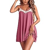 Ekouaer Nightgown Sexy Lingerie for Women Nightwear Lace Chemise Sleeveless Camisole Slip Dress Babydoll Sleepwear