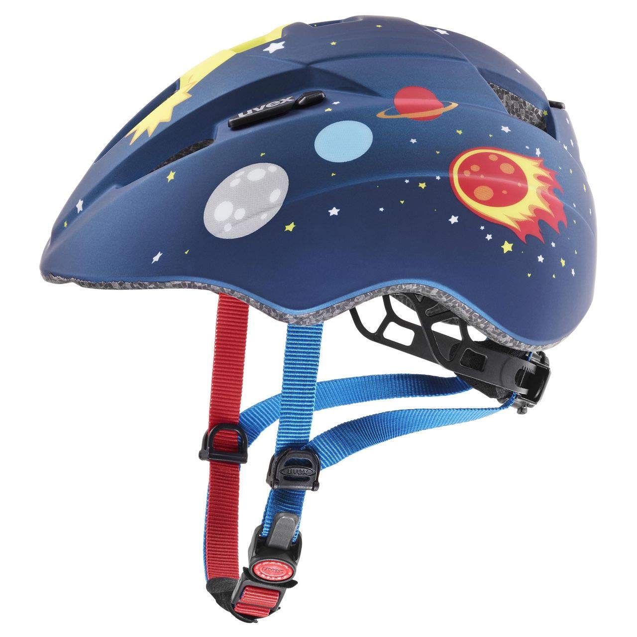uvex Kid 2 cc - Lightweight Kids Bike Helmet for Children - Individual Fit - Upgradeable with an LED Light - Dark Blue Rocket Matt - 46-52 cm