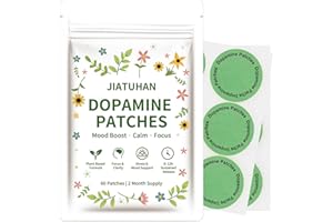 JIATUHAN Dopamine Patches Extra Strength – Mood Support, Calm & Focus – Stress Relief with Mucuna & 5-HTP – Plant-Based, Vegan – 60 Patches (2 Month Supply)