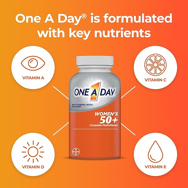 ONE A DAY MULTIVITAMIN FOR WOMEN 50 AND OVER TABLETS, WOMENS MULTIVITAMIN 50 PLUS WITH VITAMINS D, C, E, ZINC & BIOTIN, DAILY VITAMINS FOR WOMAN 50+, 200 CT (PACKAGING MAY VARY)