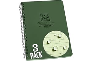 Rite in the Rain Weatherproof Side Spiral Notebook, 4.625" x 7", Green Cover, Universal Pattern, 3 Pack (No. 973L3)