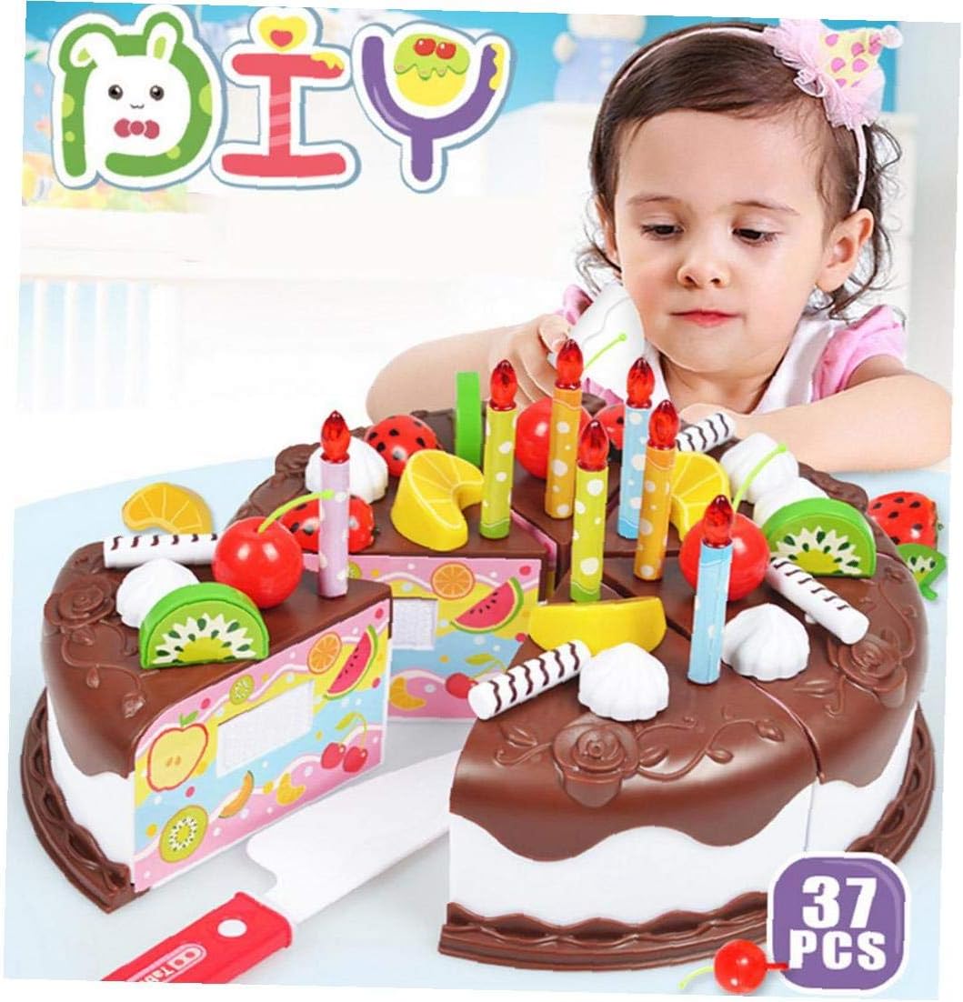 Gateau Enfants Jouets 37 Pieces Dimitation Alimentaire Bricolage Coupe Party Gateau Danniversaire Jouets Set Avec Des Bougies Education De Cuisine Toy Brown Cuisine Jeux Et Jouets Centroarco Com