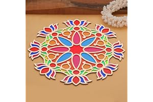 TIED RIBBONS Rangoli Mats for Decoration, Entrance | 12 Inch | Wooden DIY Floral Easy to Use Rangoli Template | Easy to Fill Wooden MDF Rangoli Boards for Indian Festival | Ganesh Chaturhti, Diwali Decorations for Home