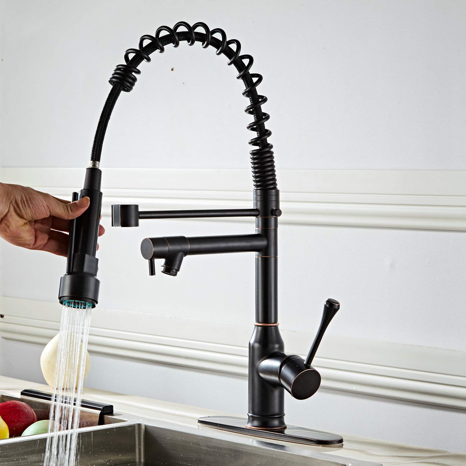 Commercial Kitchen Faucet/Single Handle High Arc/Pull Down Sprayer ...