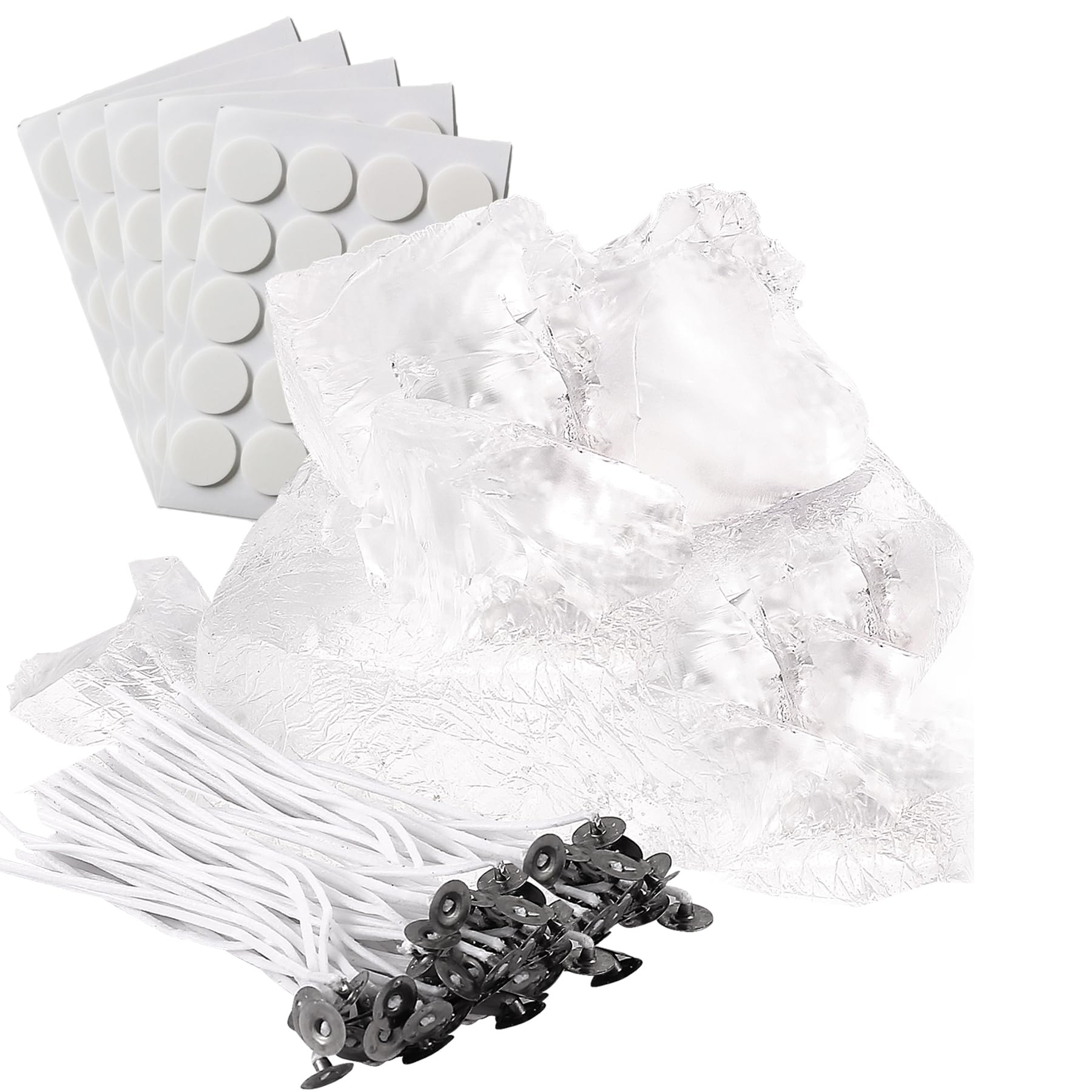 Photo 1 of 8.8 Lb Transparent Jelly Candle Wax for Making, DIY Gel Wax Making Kit with 100 Pcs Wicks and 100 Pcs Wick Stickers