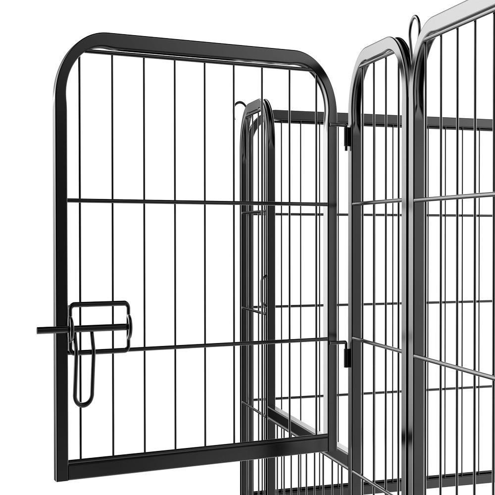 Yaheetech 32-inch 8 Panel Metal Dog Pen Playpen Foldable Play Yard Dog Puppy Cat Exercise Barrier Fence Pet Pen w/Door, Black