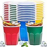 SZROBOY 4 Colors Disposable Plastic Party Cups-[160 Count 7oz Colored Disposable Drinking Cups]-Leak Proof,Non Slip Colors Drinking Cups for Parties,Weddings,Christmas,Graduation and Family Gathering