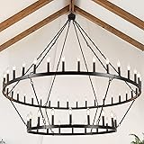 JDfeiFFF 60 Inch Black Wagon Wheel Chandelier, 2