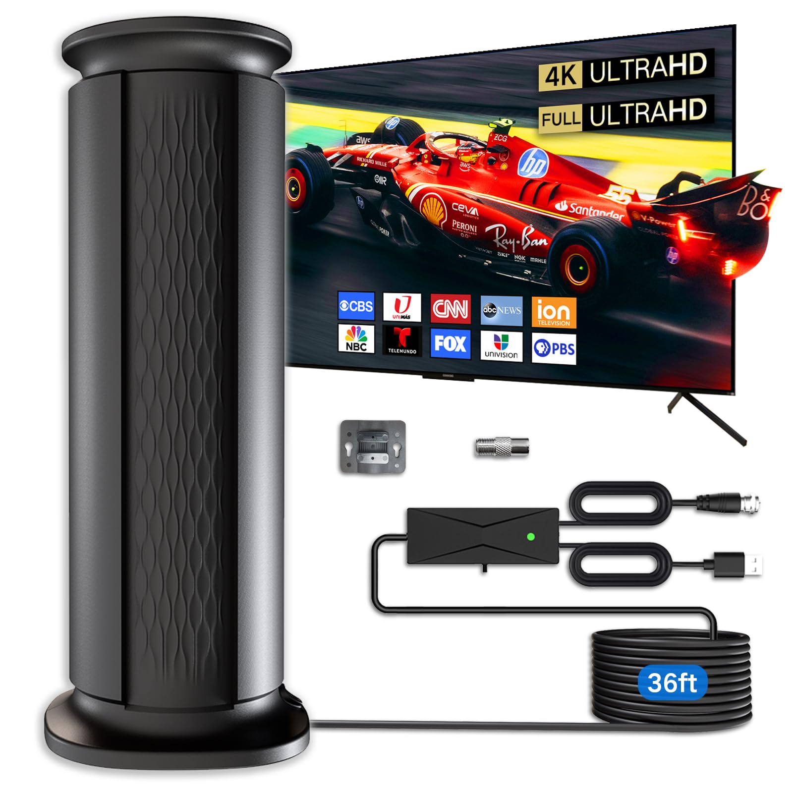 Photo 1 of 2025 Upgraded TV Antenna Up 2800+ Miles Range, Digital Best Antenna for Smart Tv Indoor/Outdoor 4k Local Channels, Amplified HDTV Antenna Long Range with Amplifier Signal Booster/Thic Cable (Large)