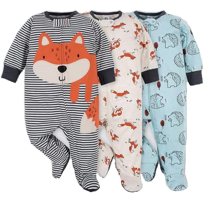 Buy Gerber Onesies Baby Boy Sleep N Play Sleepers 3 Pack (Foxy Cute, 3