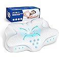 zibroges Memory Foam Cervical Pillow - Side Sleeper Pillow Neck Back Shoulder Comfortable Sleeping Support Your Head - Breathable Cooling Contour Bed Pillow for Back Stomach Sleeper Skin-Friendly
