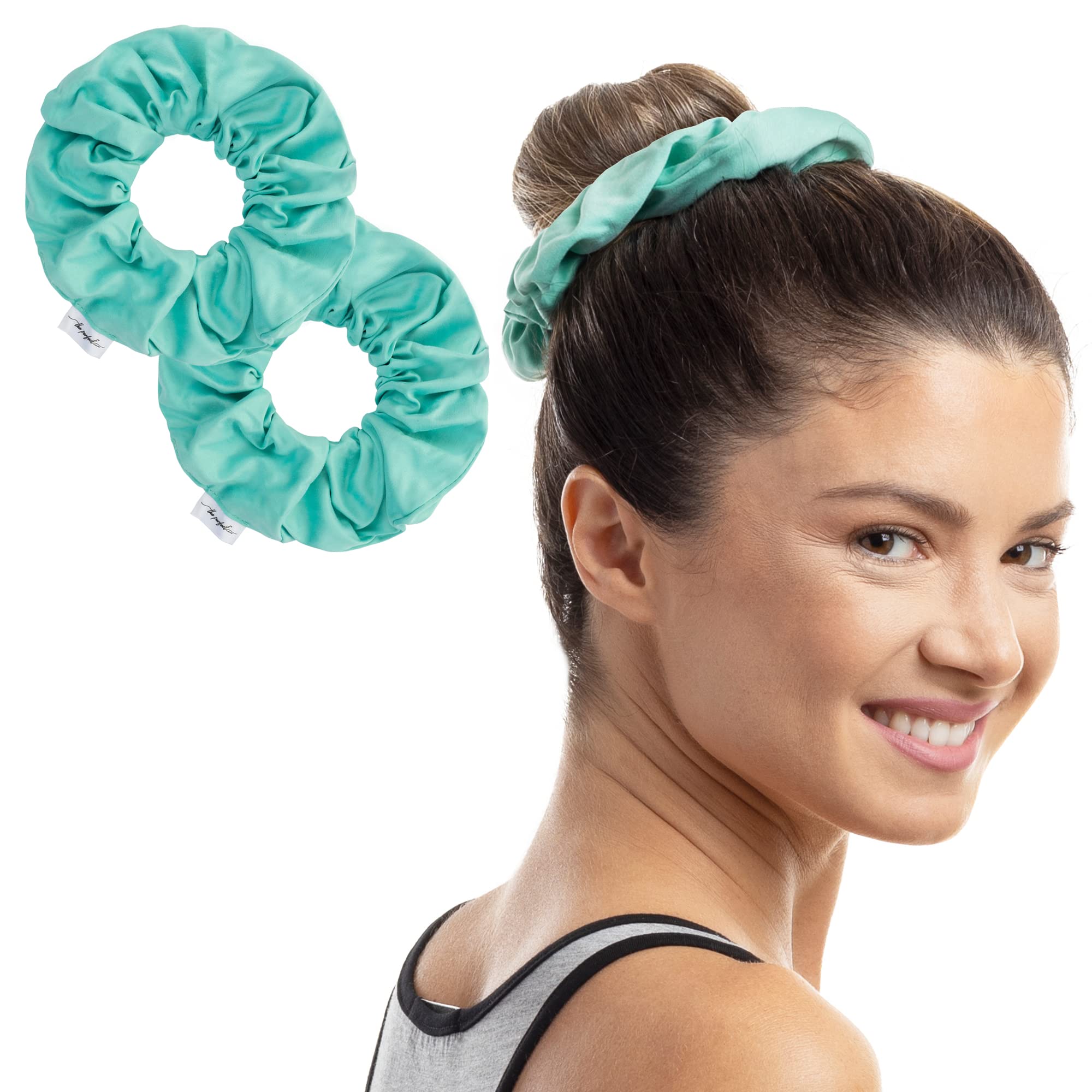 Microfibre Hair Drying Towel Scrunchies by The Perfect Haircare,Anti-Frizz & Silky Smooth,Ponytail,Bun Holder,Quick Drying & Absorbent,for Curly, Wavy, Long & Short Hair (Aquamarine)