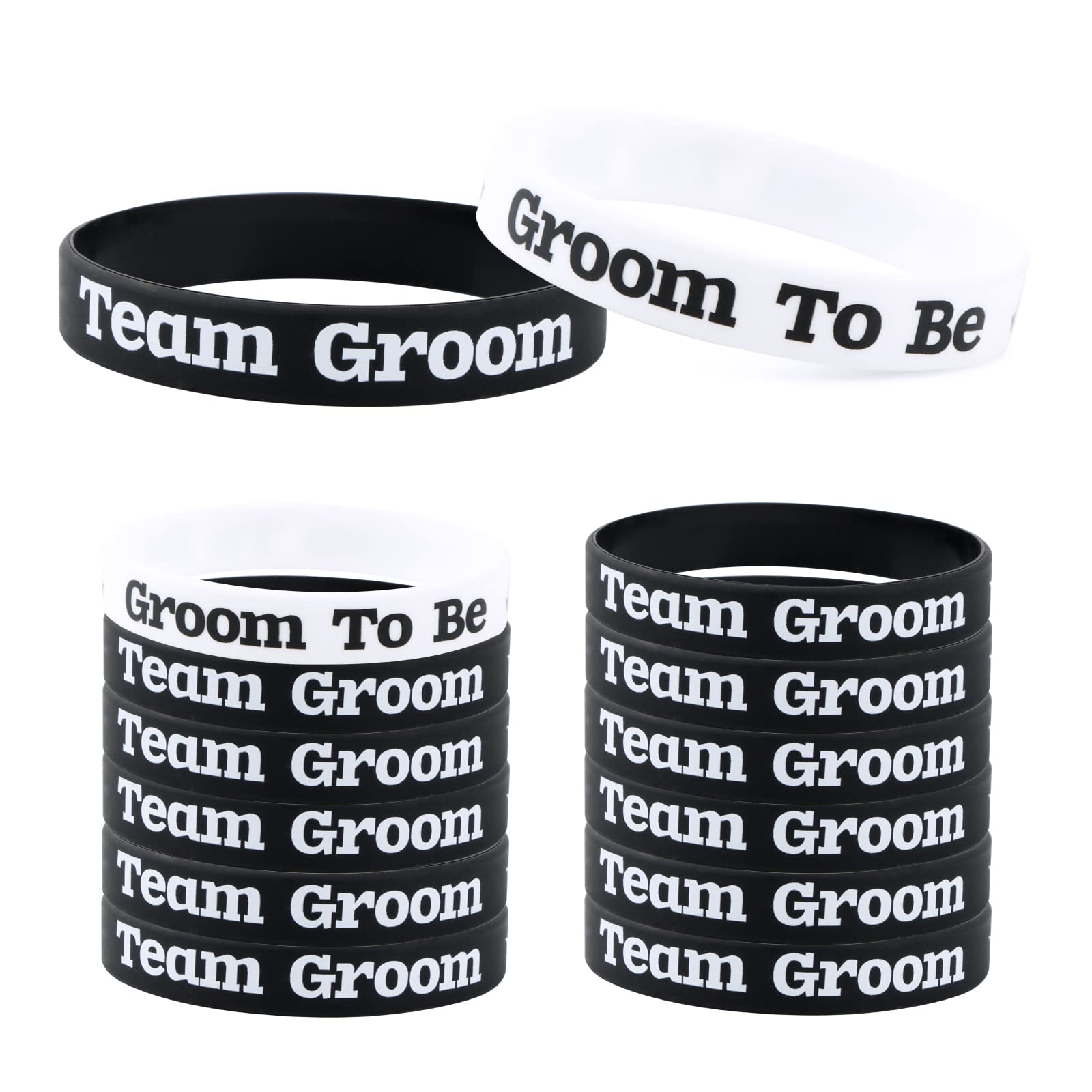 COLOFALLA 11 pcs Team Groom Wristbands 1 pcs Groom to be Wristbands Silicone Bracelets for Bachelor Party Men Team Groom Gifts Accessories Decorations Black