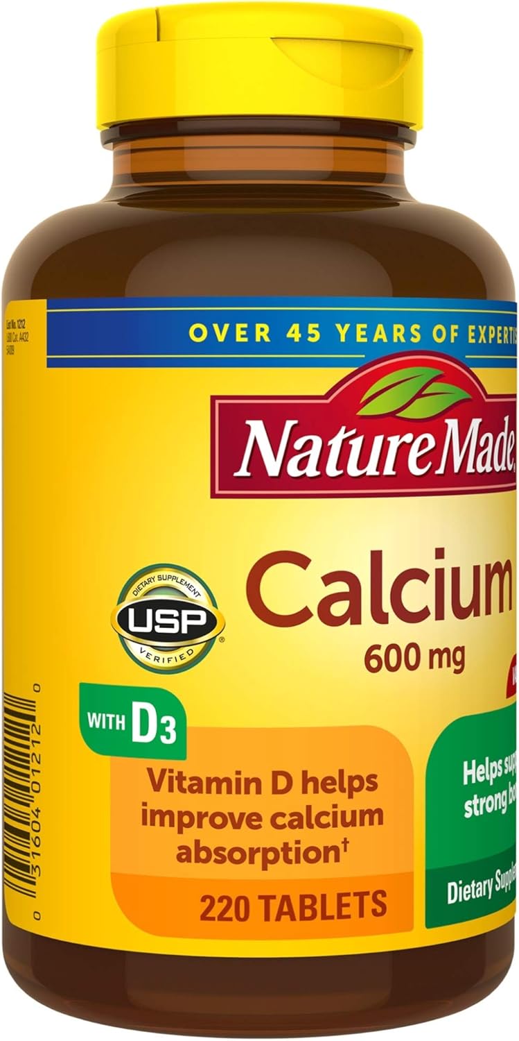 Nature Made Calcium 600 mg Tablets with Vitamin D3, 220 Count Value Size (Packaging May Vary): Health & Personal Care