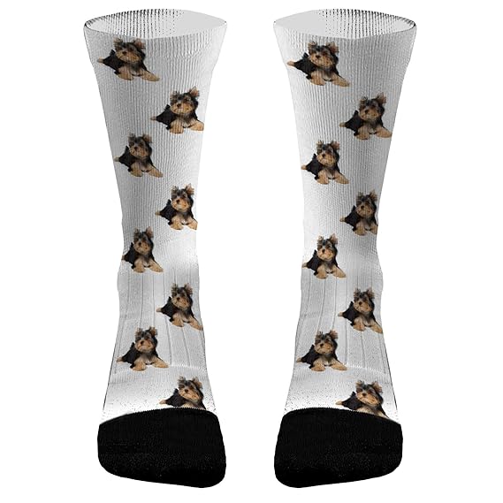 Personalized Pet Face Crew Socks Custom Dogs Photo Print Dri Fit Unisex Socks Large Amazon In Clothing Accessories