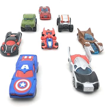 Amitasha New Super Hero Racing Car Toy for Kids (Set of 8)