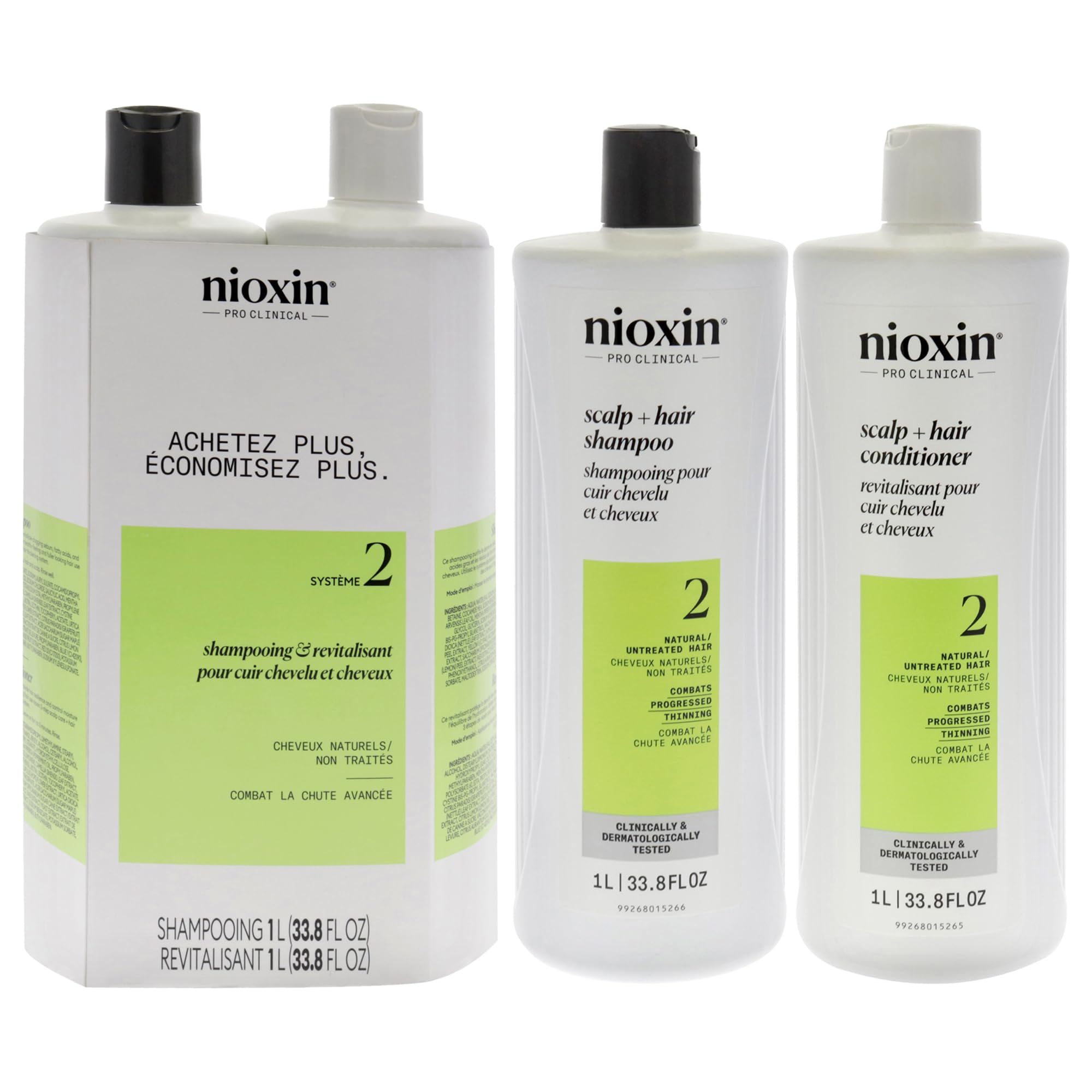 Nioxin System 2 Cleanser Scalp Therapy Conditioner Duo For Unisex 33.8 Oz Cleanser & Conditioner
