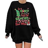 KIMSOONG Christmas Sweatshirt for Women Be A Cindy Lou Who Shirt Cute Christmas Graphic Tshirts Oversized Long sleeve Tops