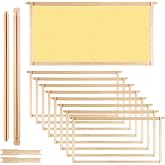 Colingmill Deep Beehive Frames Unassembled with Nails, 10 Packs | Pre Drilled Holes for Easy Assembly, Pine Wood Deep Frames with Foundation Sheet, Includes Nails, Beekeeping Supplies