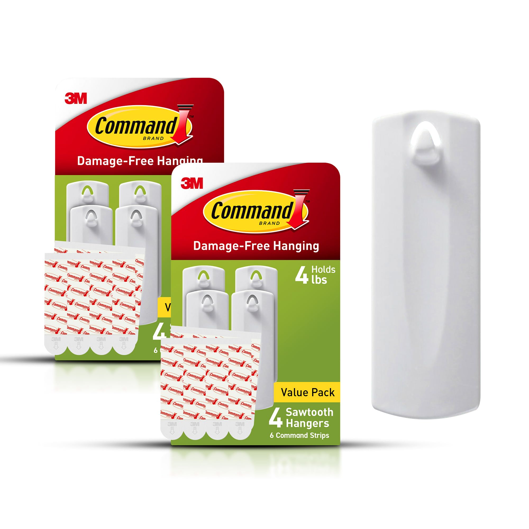 Photo 1 of Command Sawtooth Picture Hangers, Damage Free Hanging Frame Hangers, No Tools Wall Hooks for Hanging Sawtooth Frames in Living Spaces, 8 White Picture Frame Hangers and 16 Command Strips