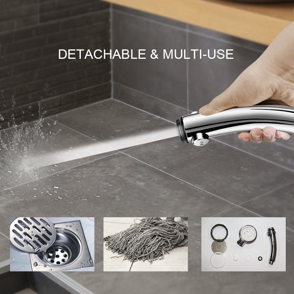 U2C Handheld Shower Head High Pressure Chrome 3 Spary Setting with ON/OFF Pause Switch Water Saving Adjustable Luxury Spa Detachable Multi-functions Bathroom Puppy Shower Accessories
