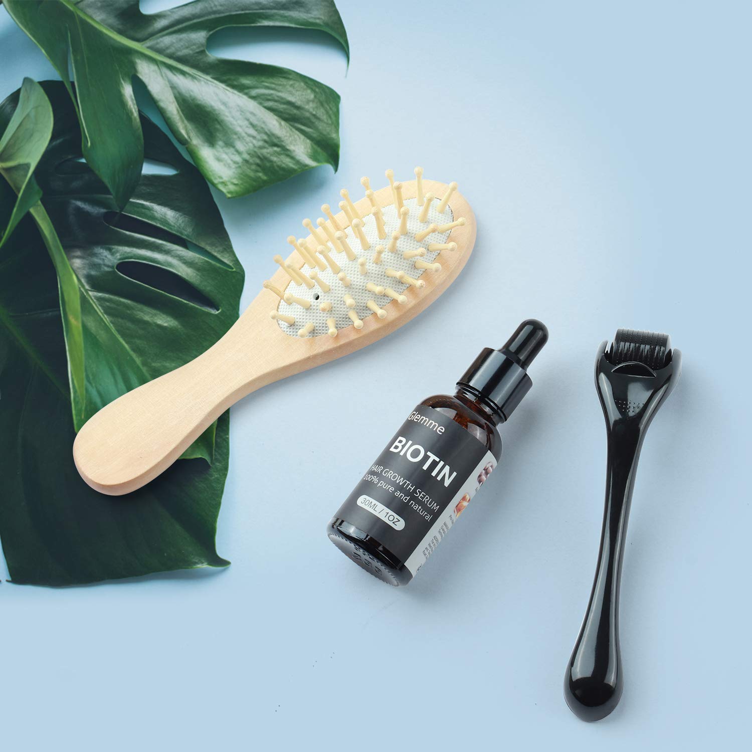 Glemme Biotin Hair Growth Products Kit, Microneedle Derma Roller for Scalp Hair Regrowth Men and Women, Best Hair Loss Treatment : Beauty