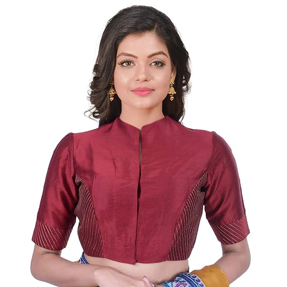 Women's Cotton Silk Blouse (O-005012-Red)