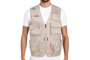 LISUHEPEAL Men’s Fishing Vest Summer Outdoor Work Safari Travel Photo Vest with Multi Pockets