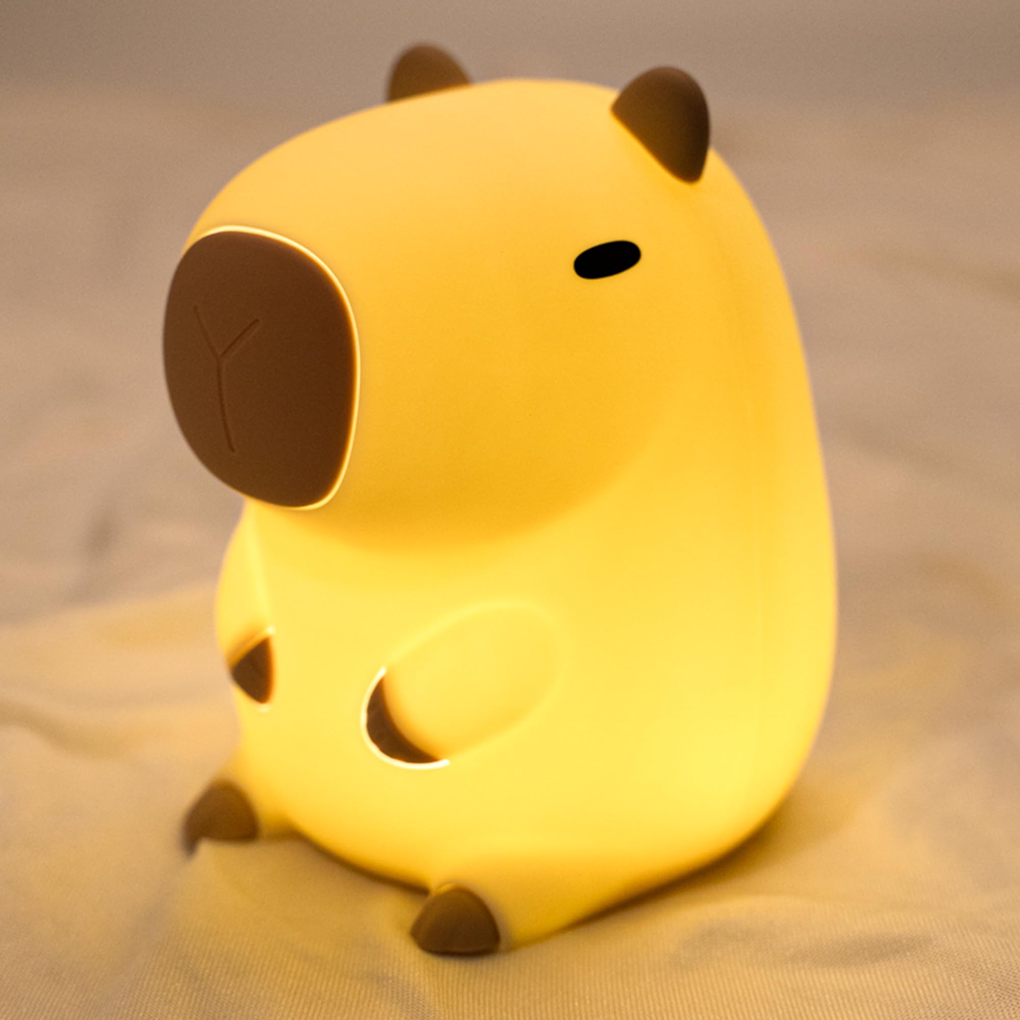 UNEEDE Capybara Night Light, Cute Animal Silicone Nursery Night Light Rechargeable Table Lamp Bedside Lamp with Touch Sensor for Bedrooms, Living Room Squish Capybara Stuff Gifts