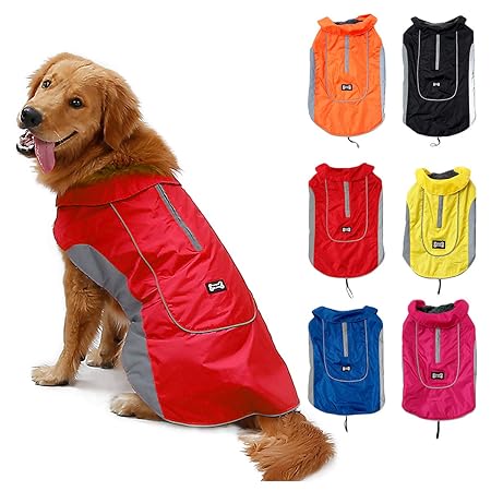 TFENG Reflektierend Hundejacke für Hunde, Wasserdicht Hundemantel Warm Gepolstert Puffer Weste Welpen Regenmantel mit Fleece, Größe XS Bis 3XL