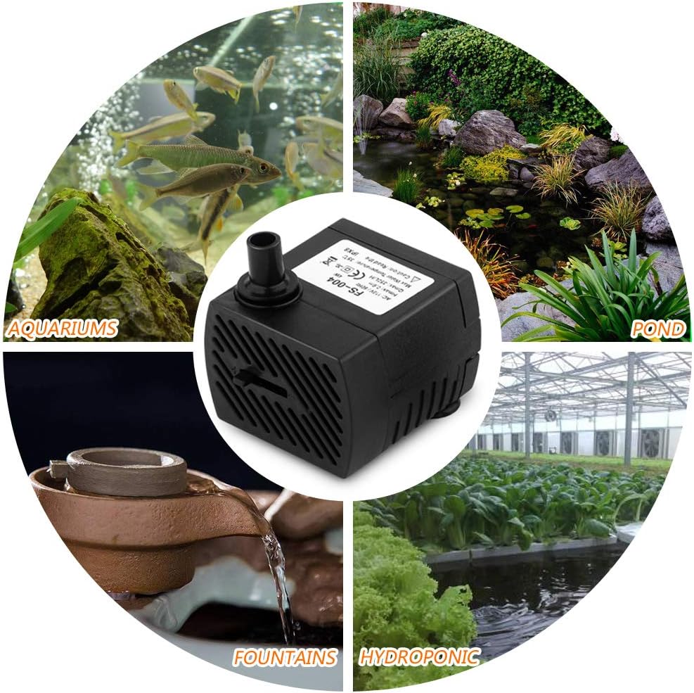 FREESEA 95 GPH 4W Ultra Quiet Mini Submersible Pump for Aquariums, Fish Tank, Pond, Fountain Water Pump (1PCS) : Pet Supplies