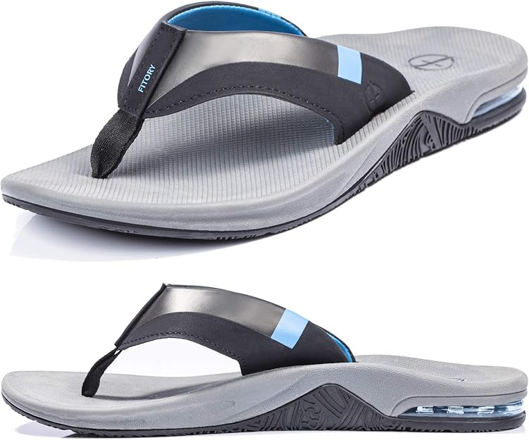 Men's Sport Flip Flops, Arch Support Thong Sandals with Air Cushion for Outdoor Blue Size 7