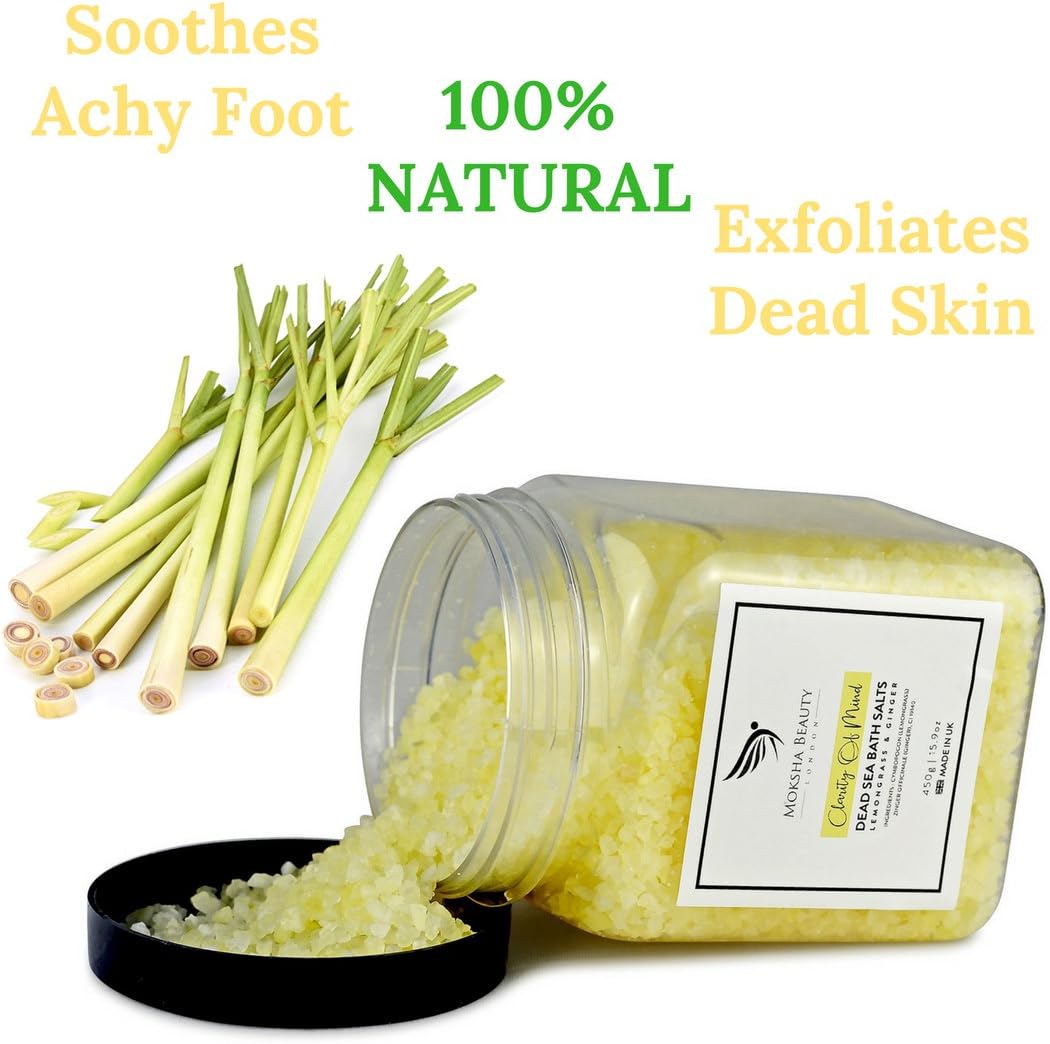 Dead Sea Bath Salts - Made in UK (450g) Natural Dead Sea Bath Salt for Women Men. Lemongrass Essential Oils Christmas Gifts - Image 5