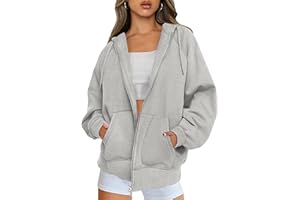 Jhsnjnr Womens Zip Up Hoodies with Pockets Hooded Fleece Jacket Long Sleeve Casual Oversized Sweatshirt