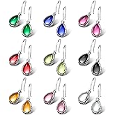 Small Teardrop Earrings for Women Trendy Colorful Dainty Crystal Dangle Earrings Set Silver Vintage Boho Drop Earrings Jewelry