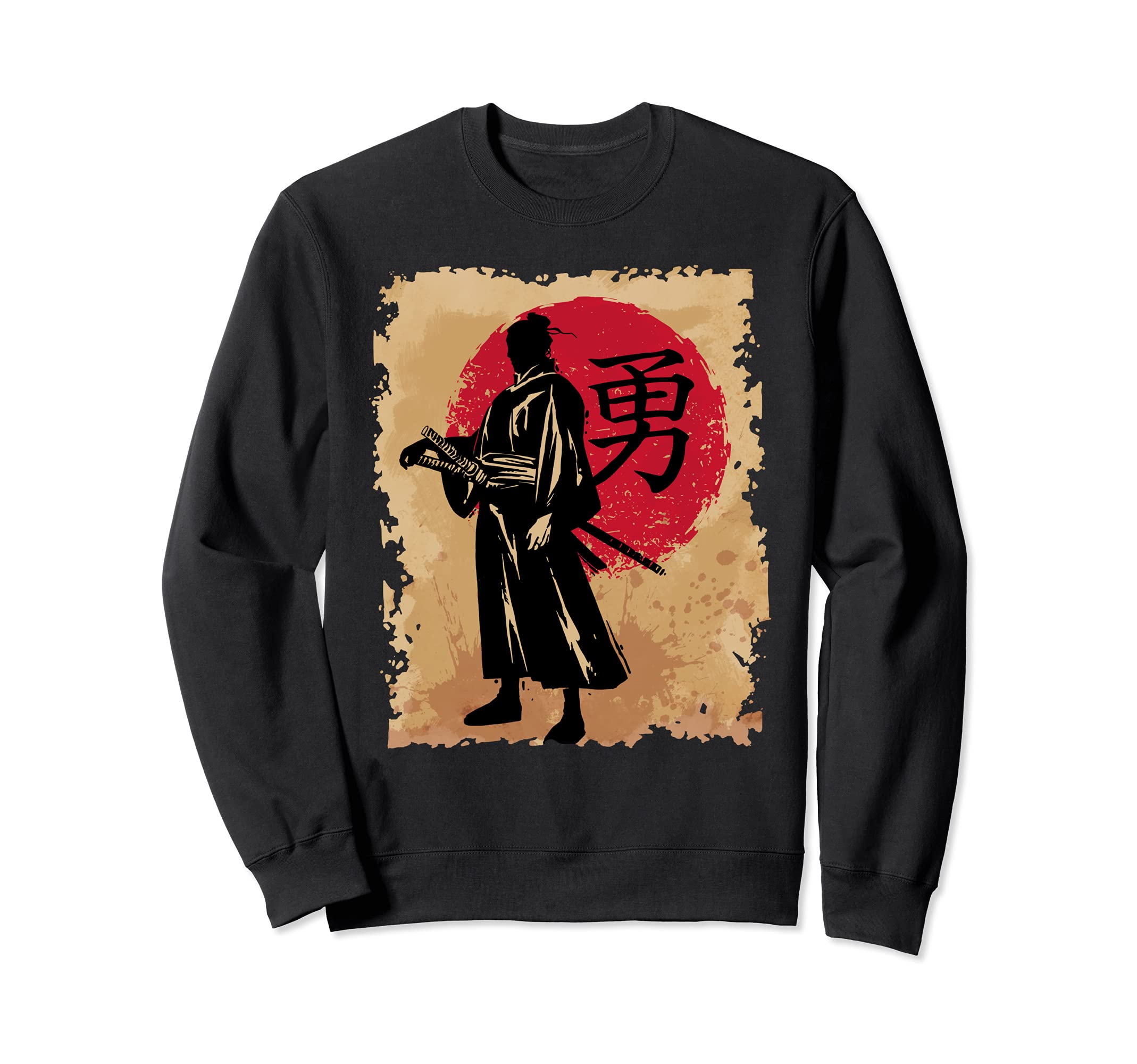 Japanese Samurai Papyrus Retro Sun Japan Calligraphy Warrior Sweatshirt