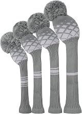 Scott Edward Knit Woods Golf Head Covers 4 Pack Grey Reticulated Driver