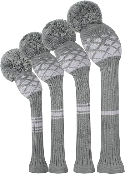 Scott Edward Knit Woods Golf Head Covers 4 Pack Grey Reticulated Driver