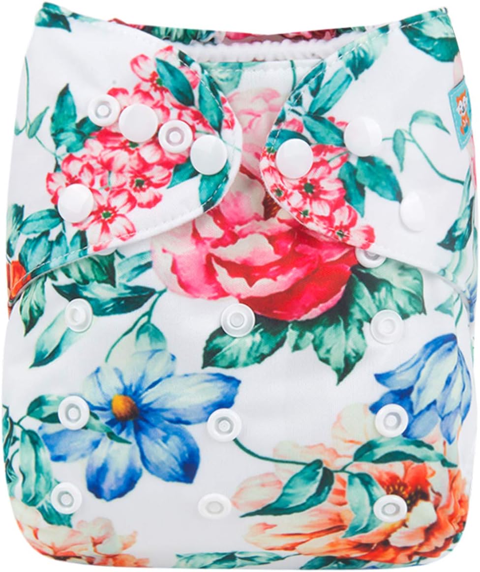 Alva Baby Diapers Reuseable Washable Pocket Cloth Diaper Nappy + 2 Inserts (Beautiful Chinese Rose, YX19)